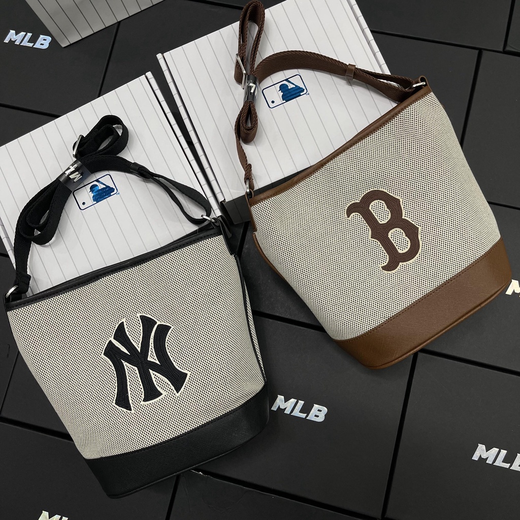 ✅  Túi Xách MLB Basic Big Logo Canvas Bucket Bag 3ABMS072N-50BKS| MẪU MỚI NHẤT 2023 | CÓ SẴN