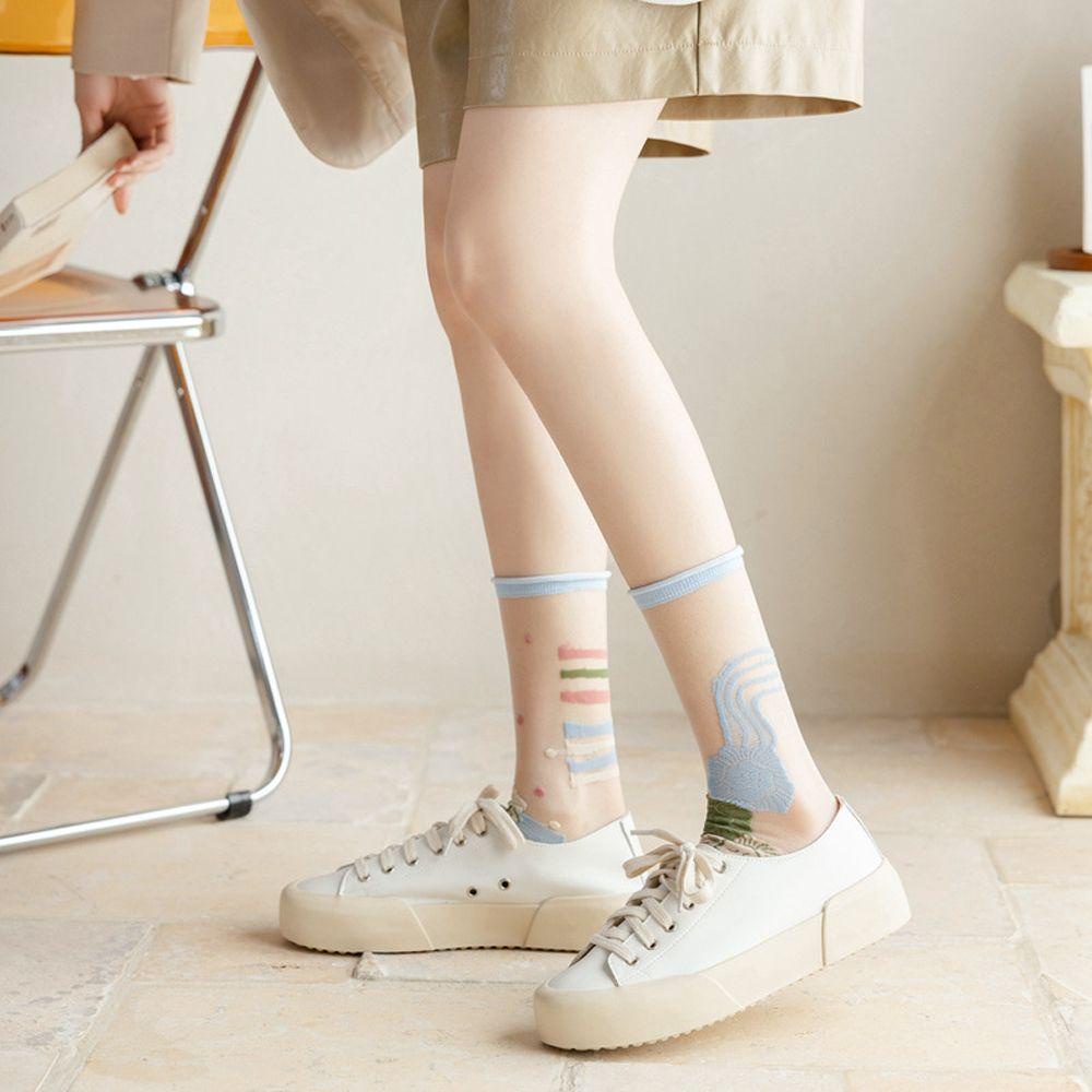 Vớ Nữ In Hình Cây Cối Dễ Thương Thời Trang Mùa Hè VANES1|Tất Lụa