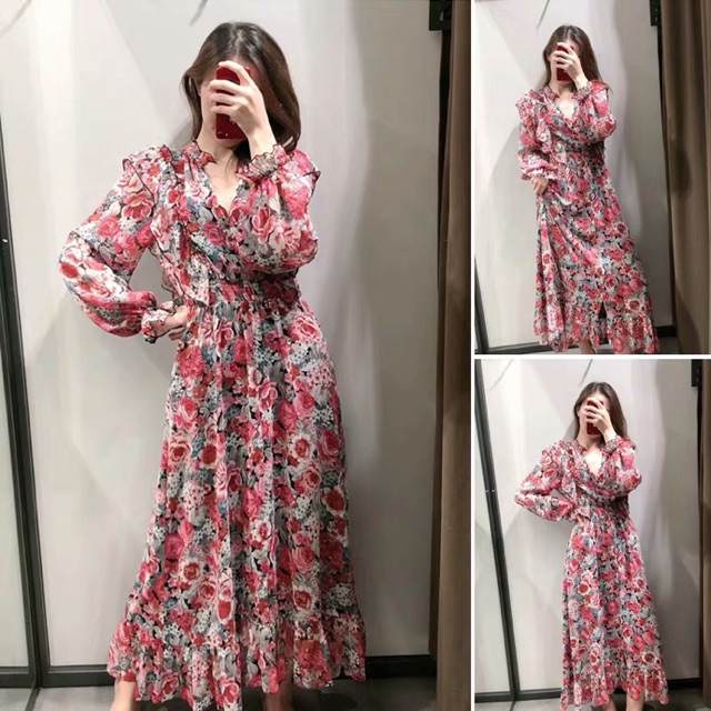 [ORDER] VÁY VOAN ZAR HOA HỒNG