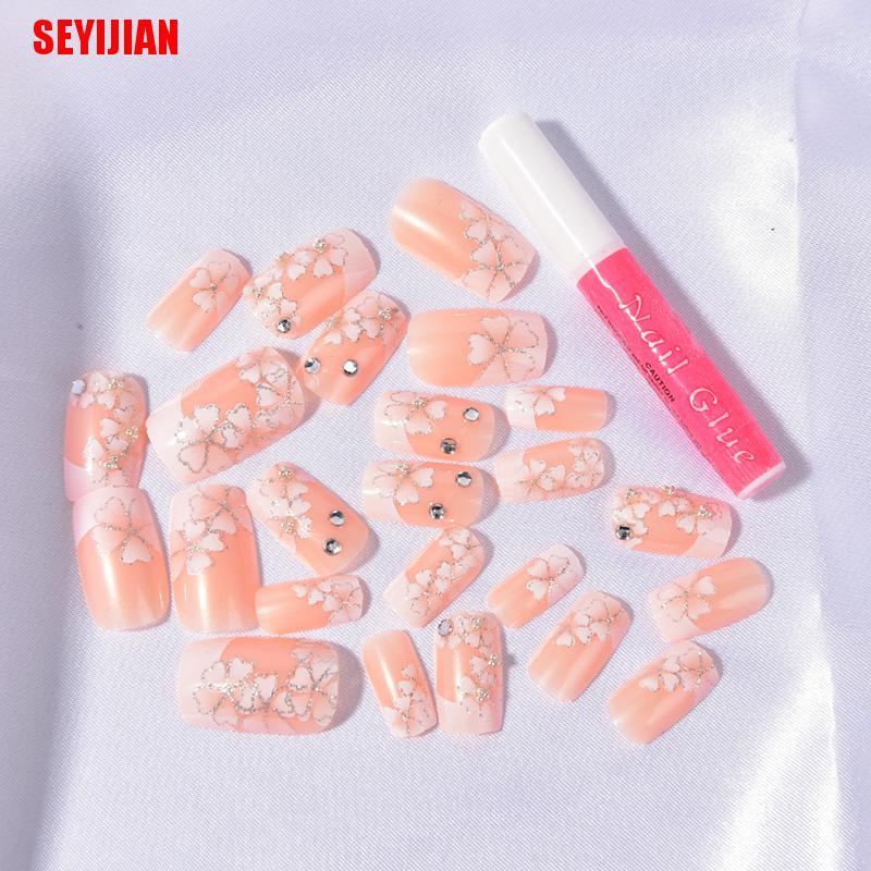 Set 24 Móng Tay Giả Họa Tiết Xinh Xắn