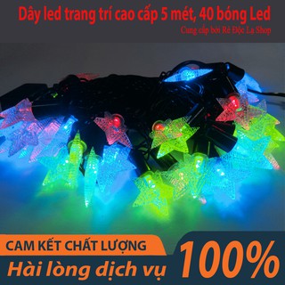 Dây đèn Led trang trí ngôi sao cao cấp dài 5 mét 40 bóng, siêu bền, bao đứt, chống nắng, mưa thích hợp trang trí noel.