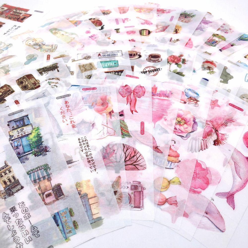Set 6 Tờ Sticker Giấy Washi Hình Cá Voi Trang Trí Sổ Tay