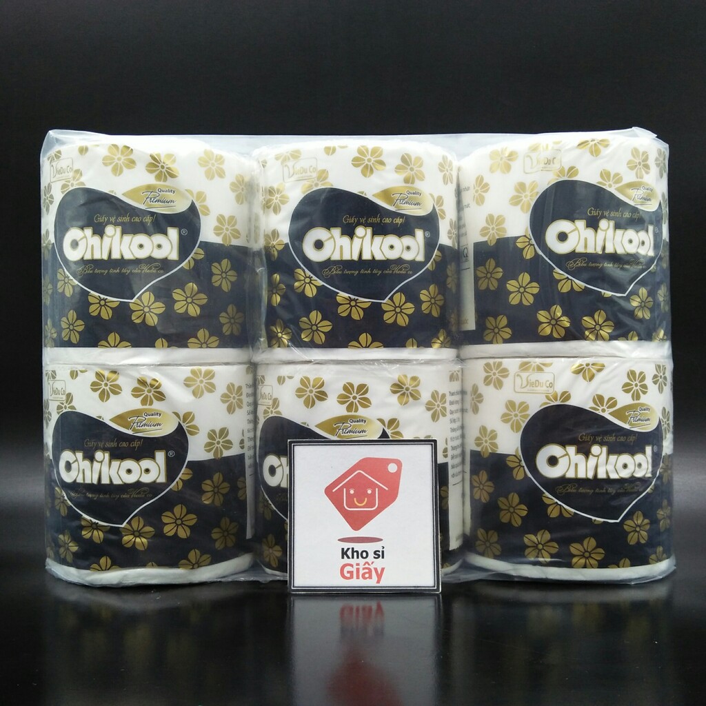 Lốc 6 cuộn giấy vệ sinh không lõi 4 lớp cao cấp Chikool quấn quả - Giấy cuộn nhỏ loại 1