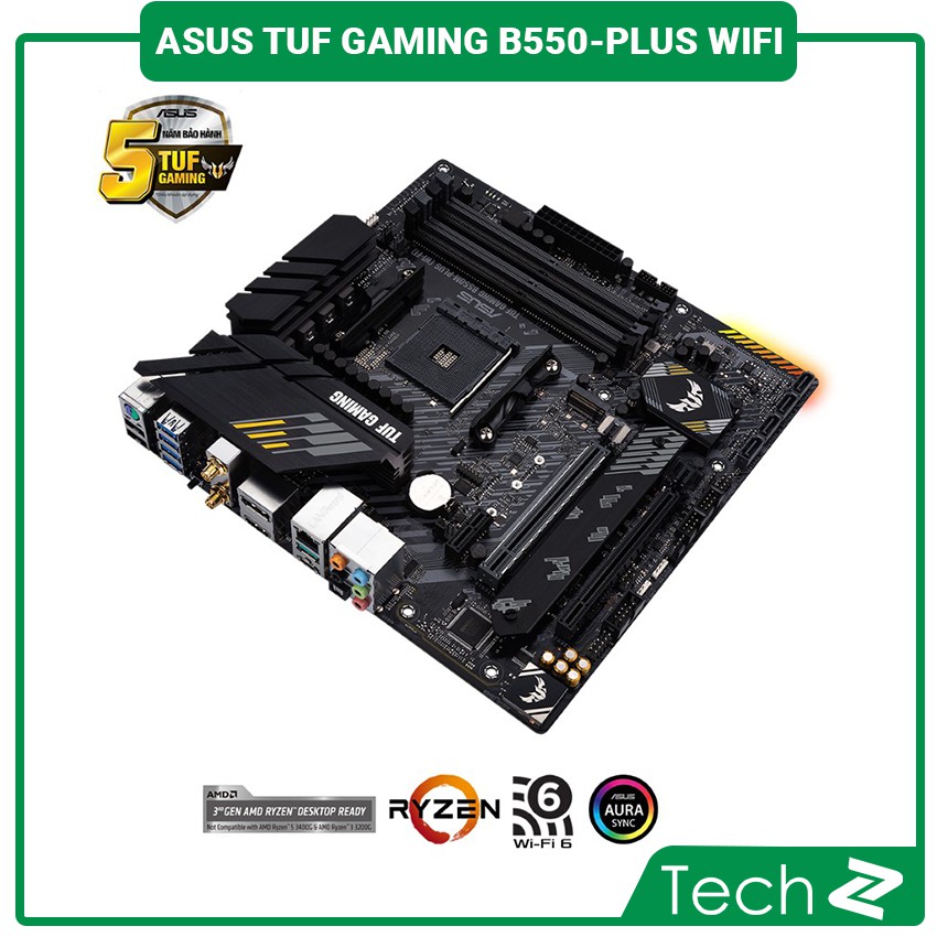 Mainboard ASUS TUF GAMING B550M-PLUS (WI-FI) (AMD B550, Socket AM4, m-ATX, 4 khe RAM DRR4)