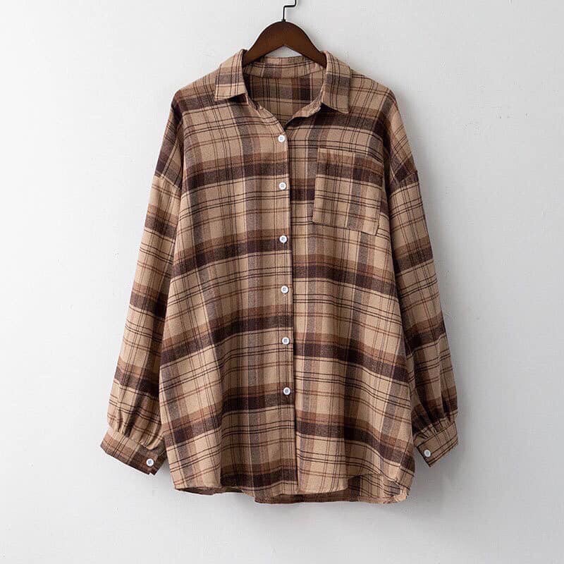 Áo sơ mi kẻ unisex 💎SALE💎 chất liệu nỉ họa tiết caro to dáng dài form rộng ống tay dài | BigBuy360 - bigbuy360.vn