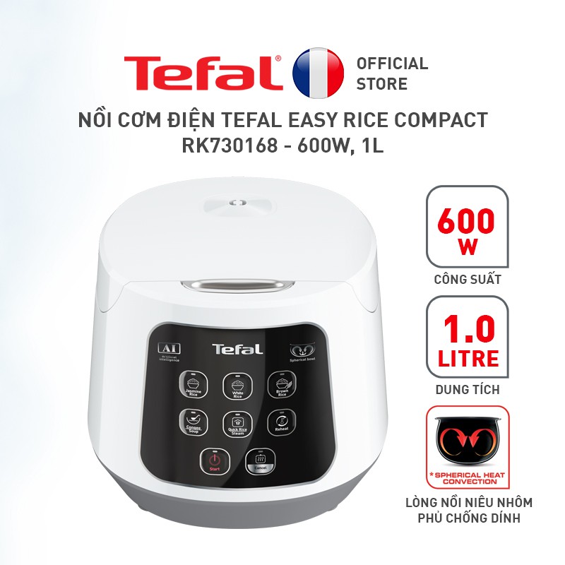 [Mã ELTEFALWL5 giảm 10% đơn 500K] Nồi cơm điện Tefal Easy Rice Compact RK730168 - 600W, 1L