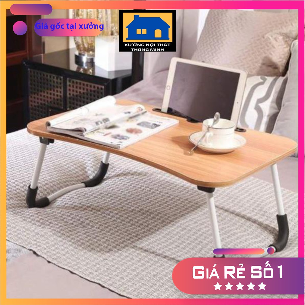 Bàn gấp mini đa năng gỗ tự nhiên, bàn gỗ đa năng chân xếp 40x60cm