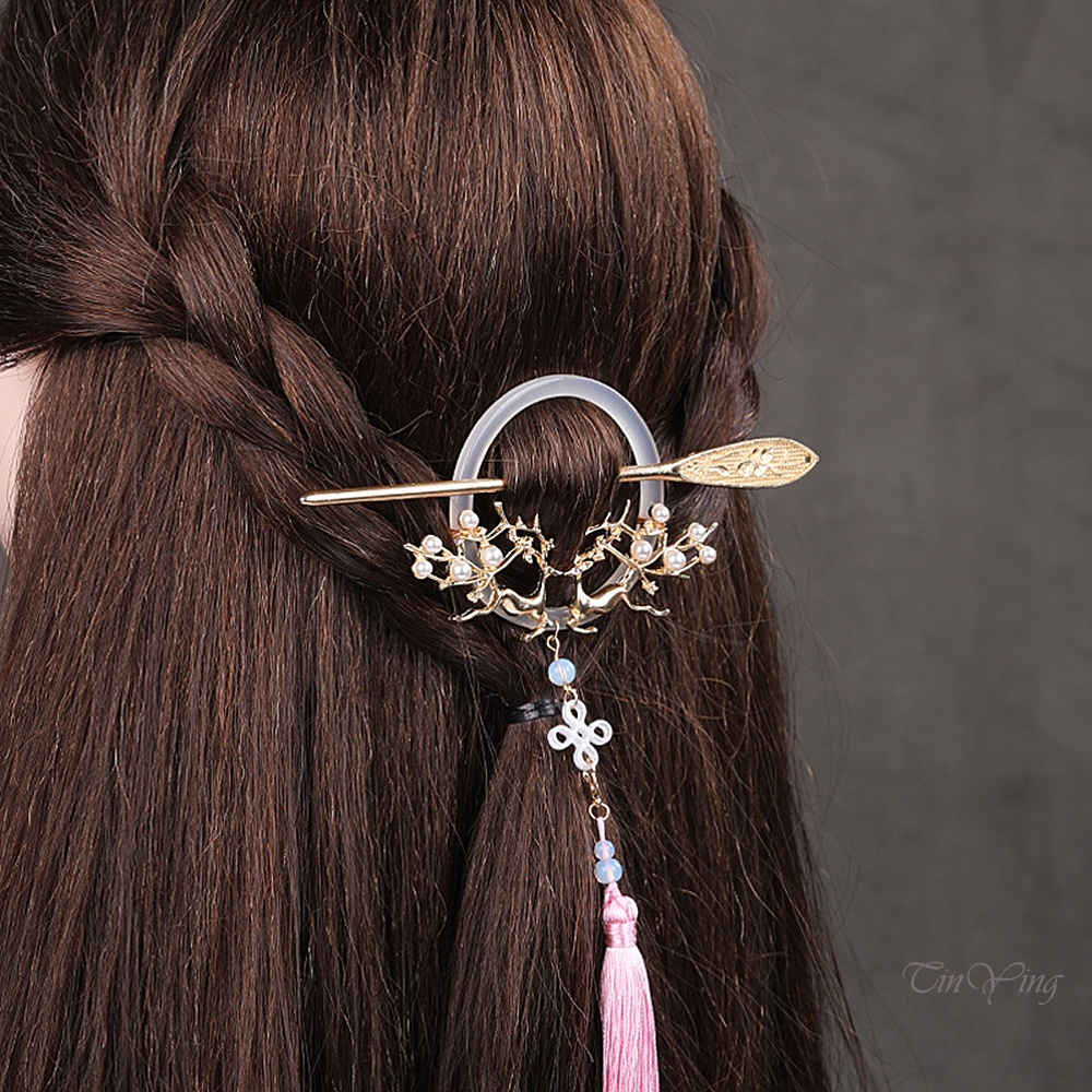 GETNOIVAS Trâm Cài Tóc Đính Tua Rua Phong Cách Trung Hoa Cổ Điển Trọng Lượng Nhẹ Siêu Bền