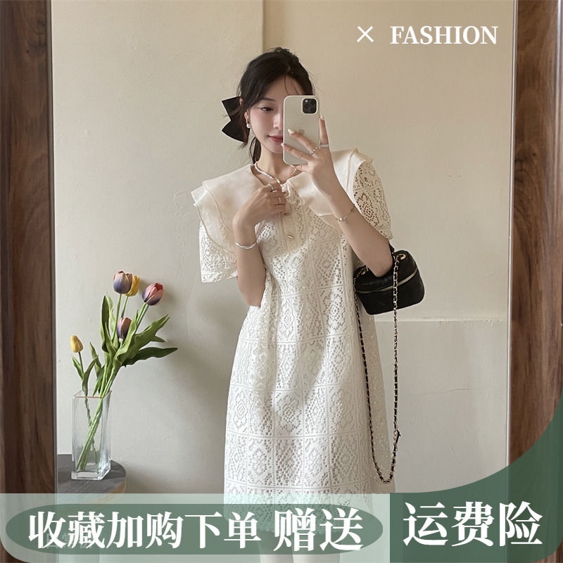 Đầm Tay Ngắn Cổ Búp Bê Phối Ren Thời Trang Mùa Hè Mới 2022