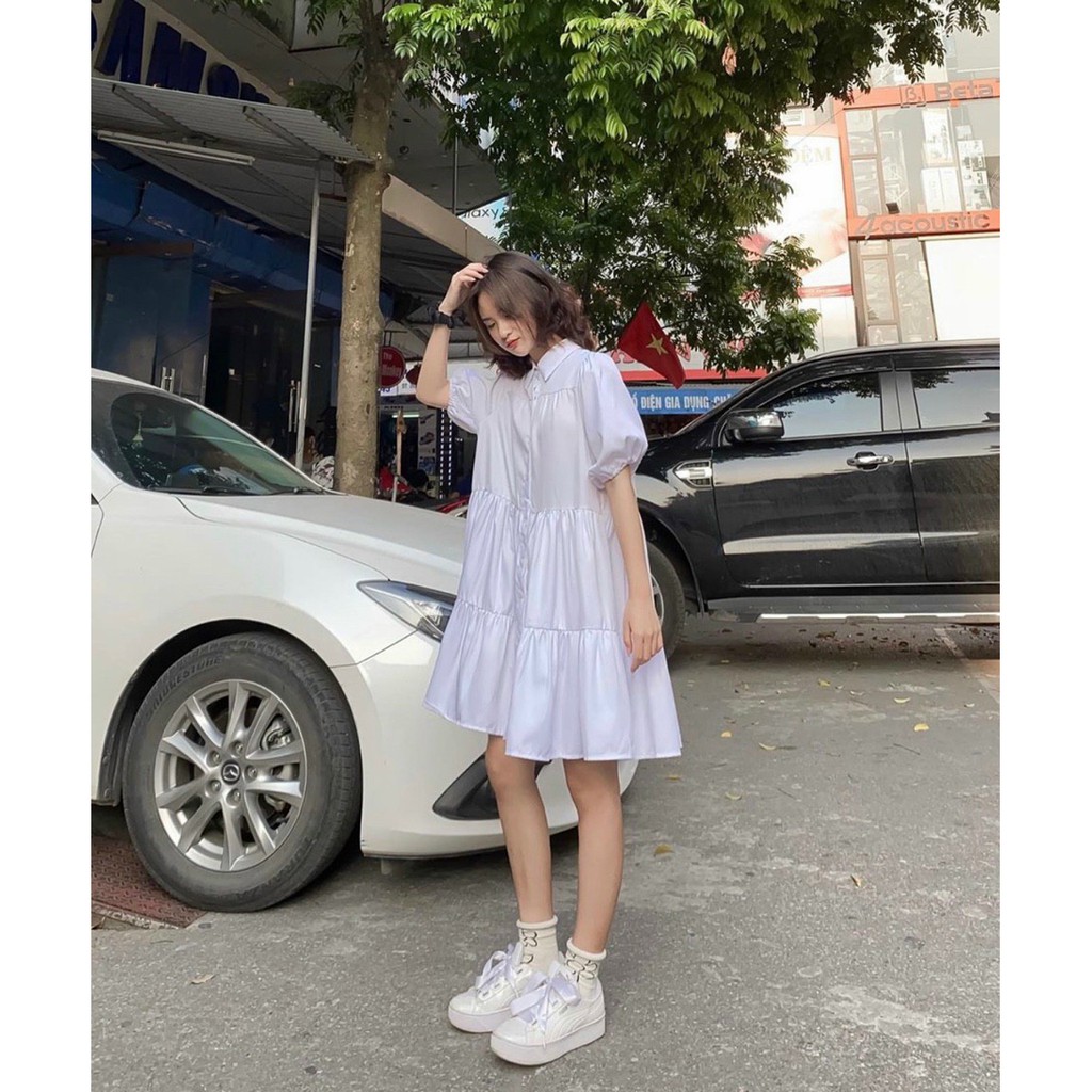 [NNY CLOTHING] VÁY BABYDOLL CỔ SƠ MI TRẮNG BAMBI DRESS - V007 | BigBuy360 - bigbuy360.vn