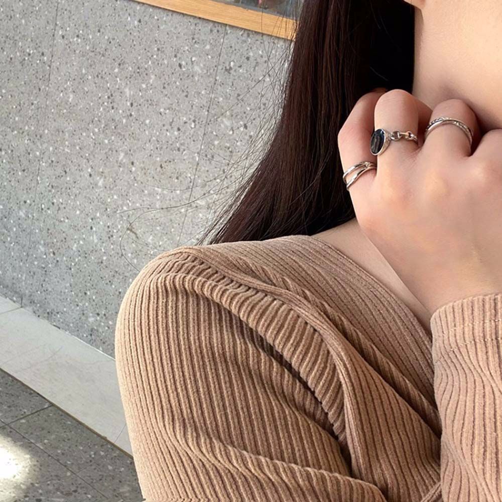 Bộ 3 nhẫn đeo khớp ngón tay kim loại phong cách Hàn Quốc cổ điển thời trang cho nữ