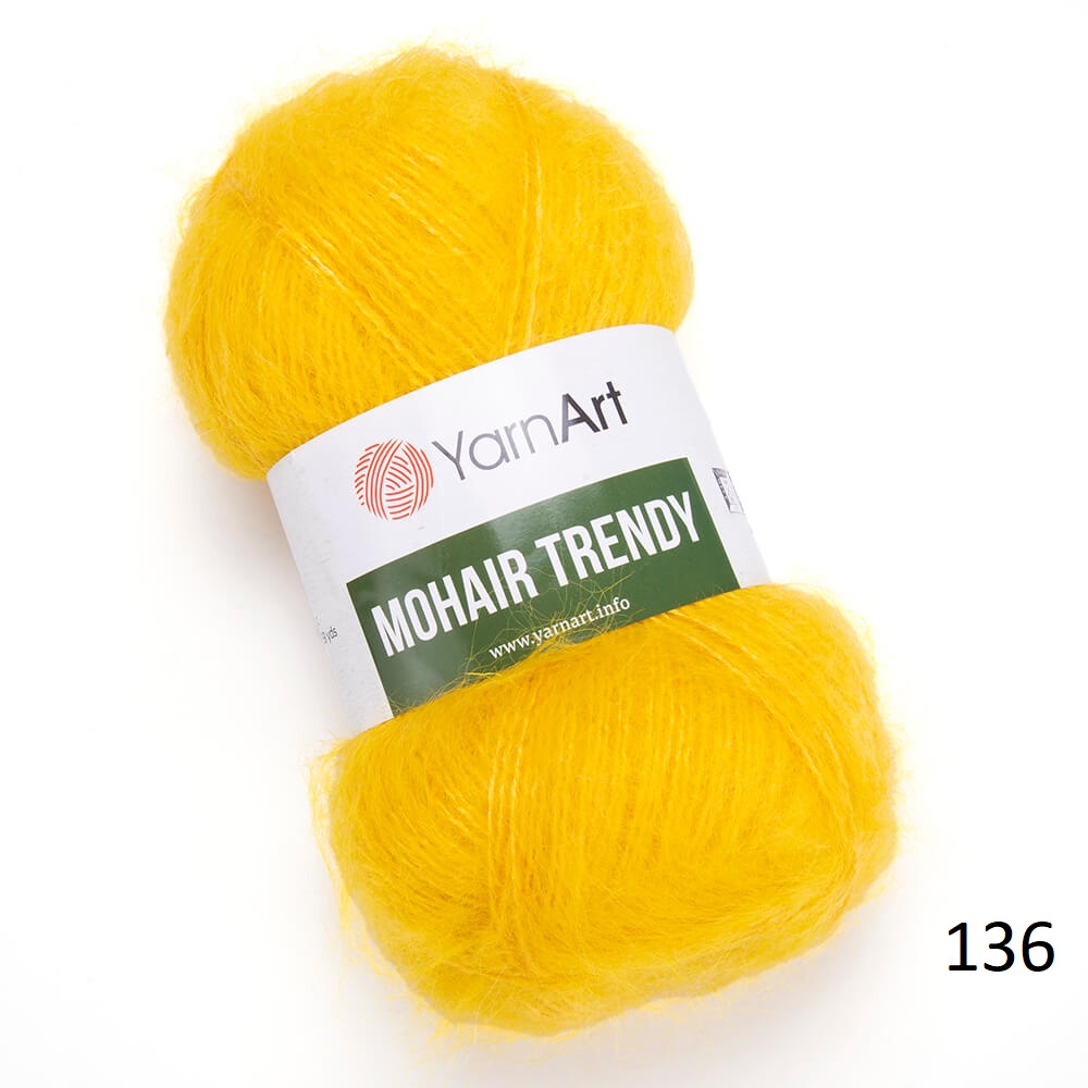 Cuộn len Mohair Trendy màu trơn hãng Yarnart lông siêu mềm mượt, đan móc áo, nón, khăn cực xinh