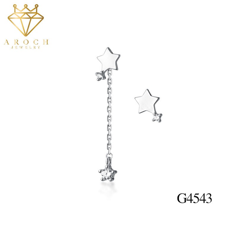 Khuyên tai bạc Ý s925 sao 5 cánh bất đối G4543 - AROCH Jewelry