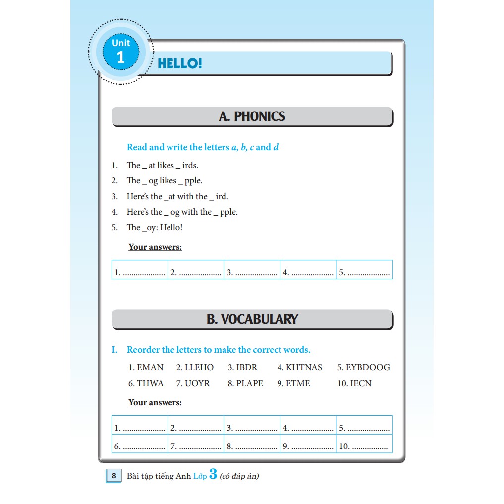 Sách - Bài tập tiếng Anh lớp 3