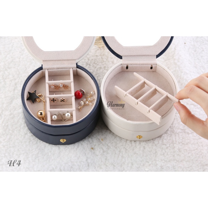 Hộp đựng trang sức mini Da TPU, hộp đựng phụ kiện dáng tròn | HARMONY ACCESSORIES H4