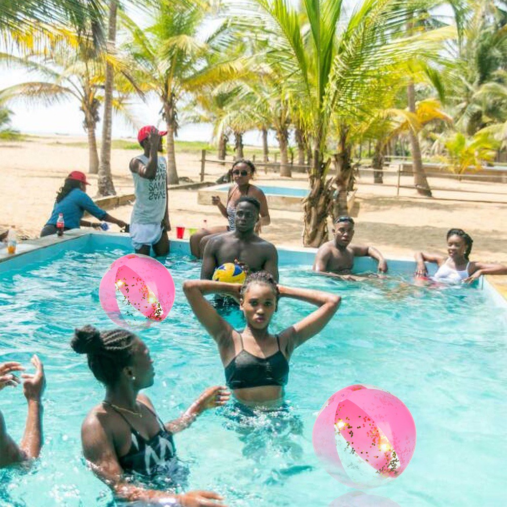 DAPHNE Pink Inflatable Glitter Water Play Toy Confetti Beach Balls Beach Ball Party Balls Summer Beach 16 Inch Beach Sand Balls Swimming Pool