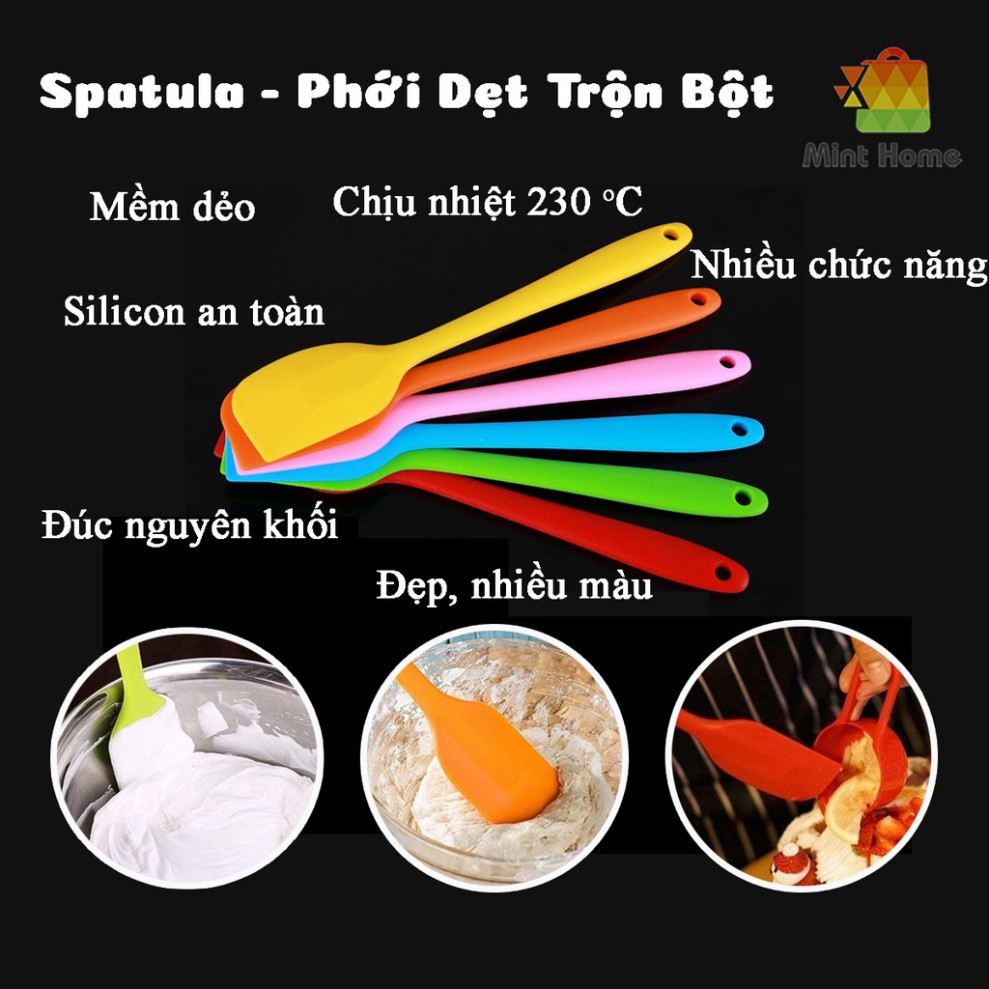 (RN477)Dụng cụ làm bánh: Cây Spatula breadleaf - Phới dẹt trộn bột, đánh trứng silicon chịu nhiệt 21cm, 28cm(subii)