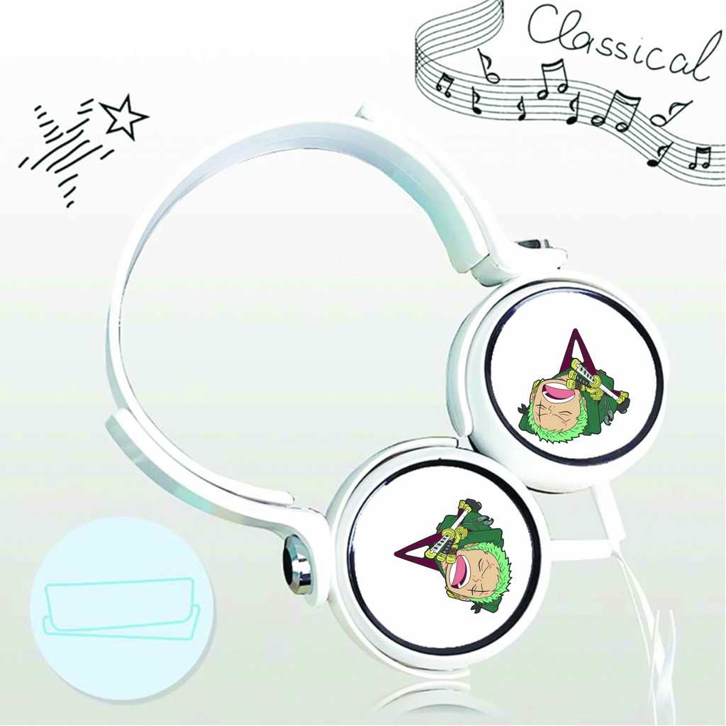 Tai nghe chụp Zoro thiết kế thông minh cá tính cắm dây có mic chibi