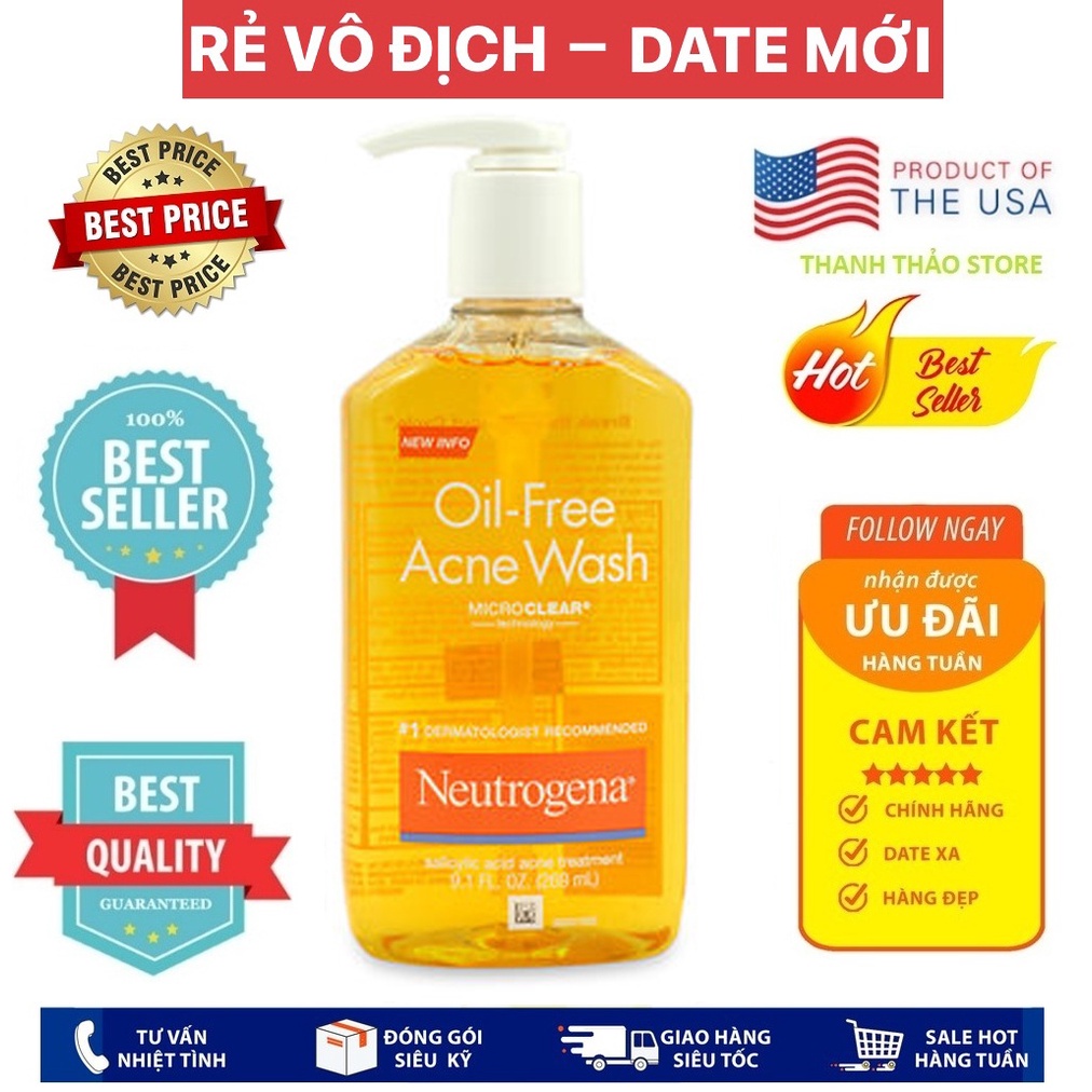 Sữa Rửa Mặt Neutrogena Oil Free Acne Wash (269ml)