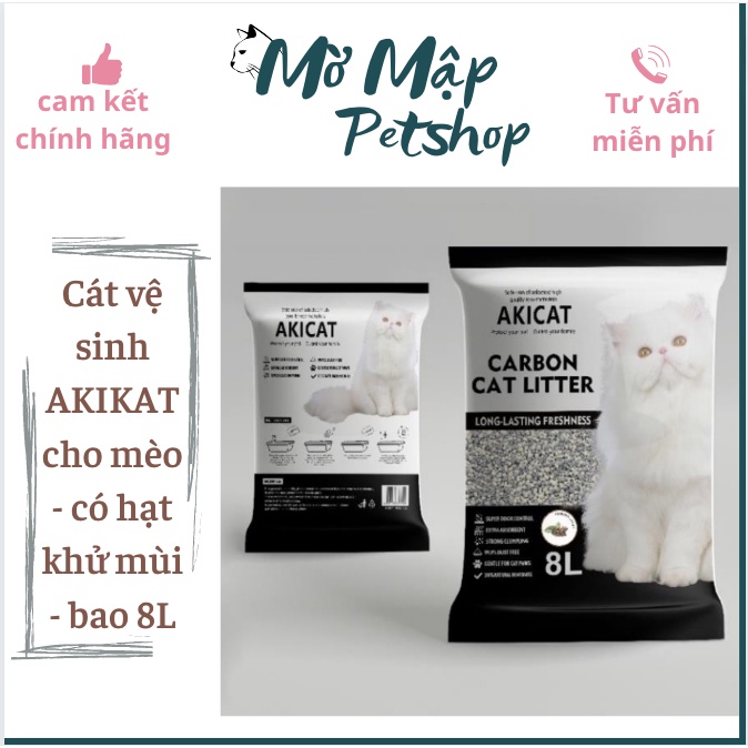 Cát vệ sinh AKICAT cho mèo - có hạt khử mùi màu đen - MỜ MẬP PETSHOP