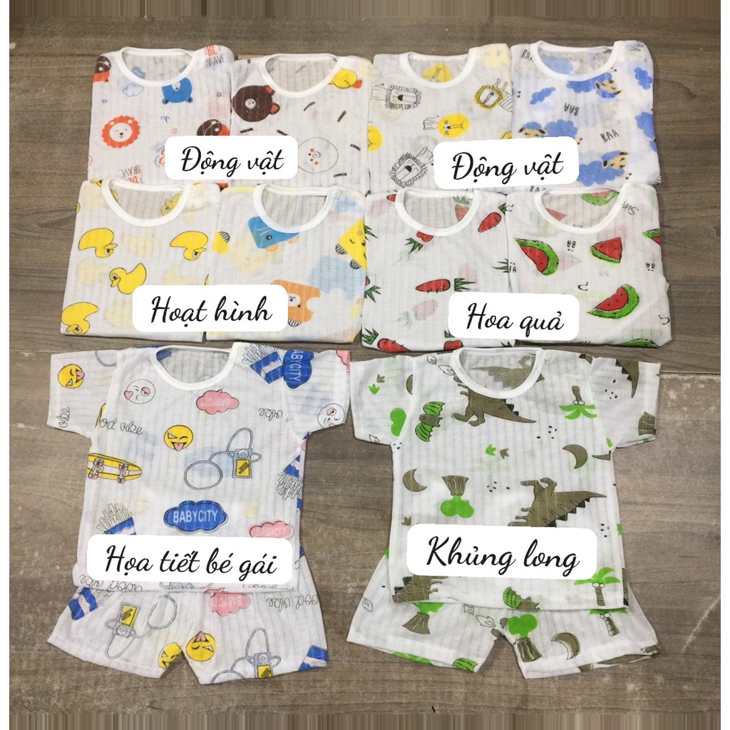 Đồ bộ quần áo cộc tay cho bé trai và bé gái chất cotton giấy từ 16kg AM240