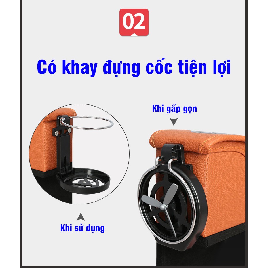 Khay để đồ cài khe ghế ô tô bọc da cao cấp tiện lợi