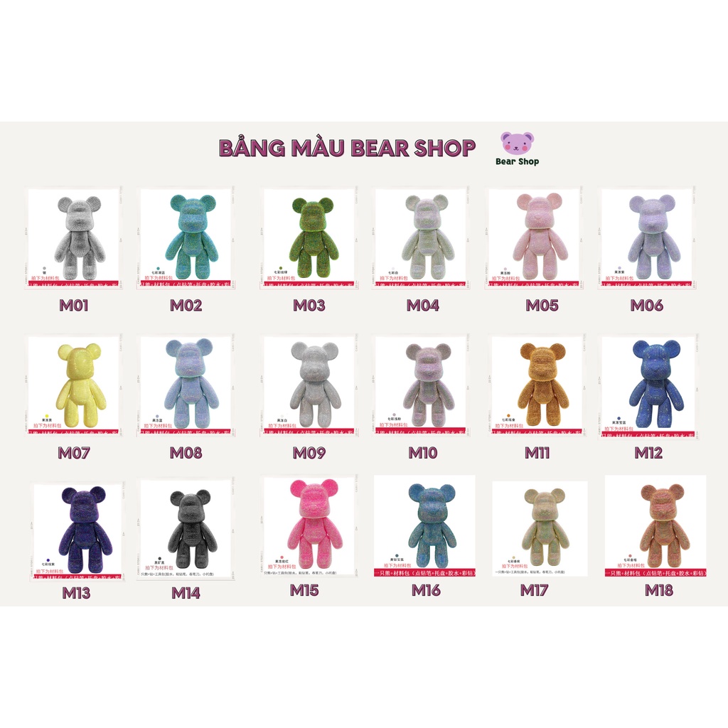 -  Gấu Bearbrick Xanh Đính Đá Handmade Lấp Lánh Decor Trang Trí