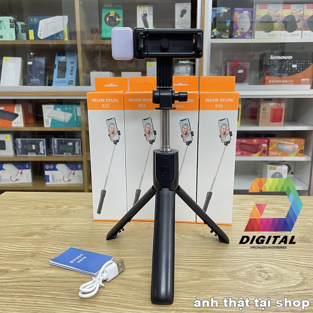 Gậy Tripod 3 Chân Selfie Stick R1S Tích Hợp Đèn Trợ Sáng Chụp Ảnh