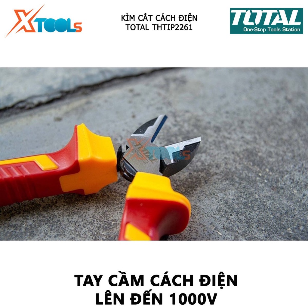 Kìm cắt cách điện TOTAL THTIP2261 | kềm cắt đầu nặng Kích thước 6 &quot;/ 160mm, Đầu kềm được mạ đen và đánh bóng, Tay cầm cá