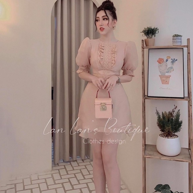 Đầm tơ phối ren sang chảnh có ảnh thật