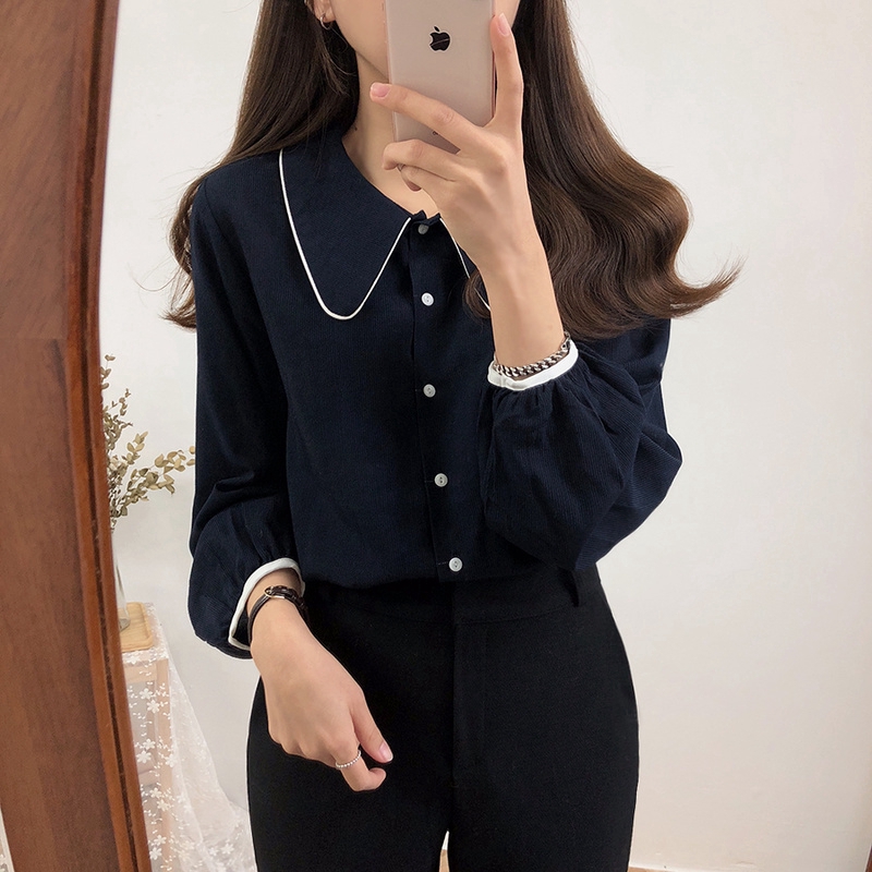 Áo Sơ Mi Tay Dài Thời Trang Hàn Quốc Thanh Lịch Cho Nữ