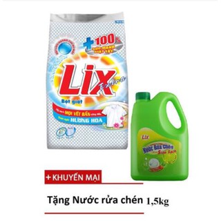 Bột giặt lix extra hương hoa 6kg tặng nrc 1.5kg