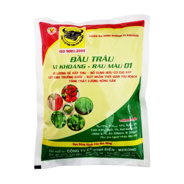 Phân bón Đầu Trâu vi khoáng rau màu dùng bón lót, bón thúc cho cây ăn trái, rau củ quả 500g