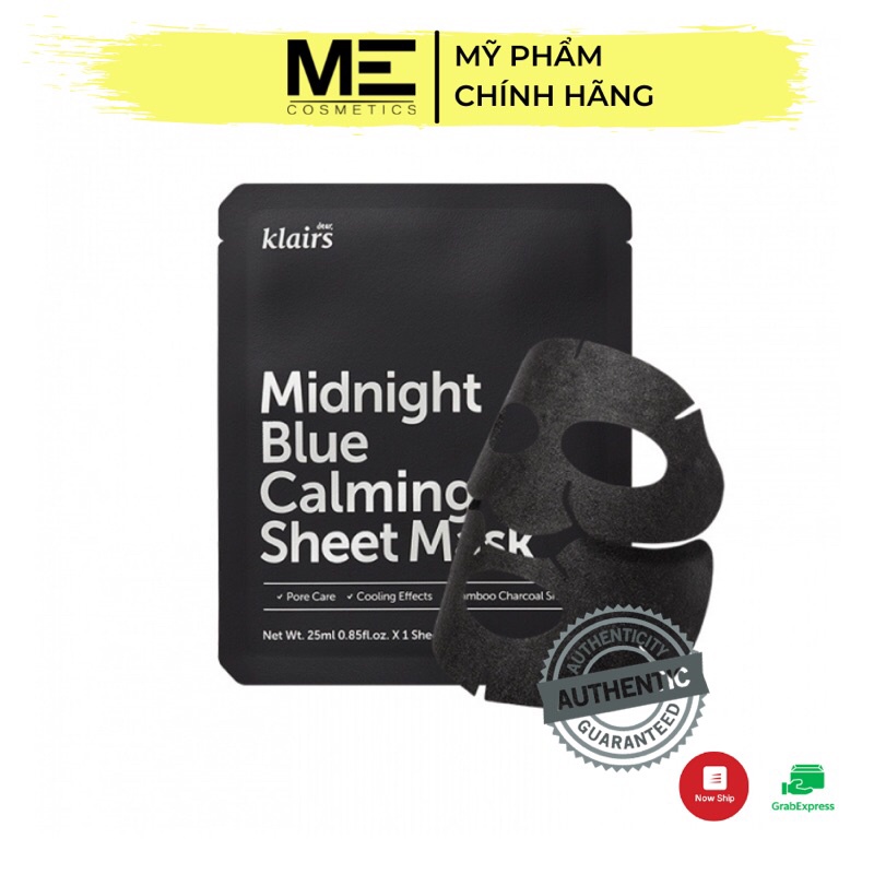 Mặt Nạ Cấp Ẩm và Phục Hồi Da Klairs Midnight Blue Calming Sheet Mask 25ml
