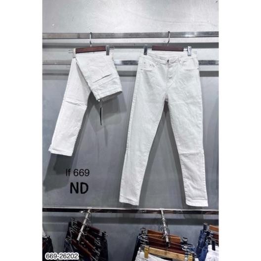 Quần Jeans Nam Rách Gối Đơn Giản - Quần Jean Nam Màu Trắng Đơn Giản