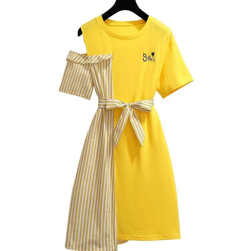 [ORDER] Váy thun hở vai Quảng Châu  thiết kế phối nửa thắt belt xinh xắn có size