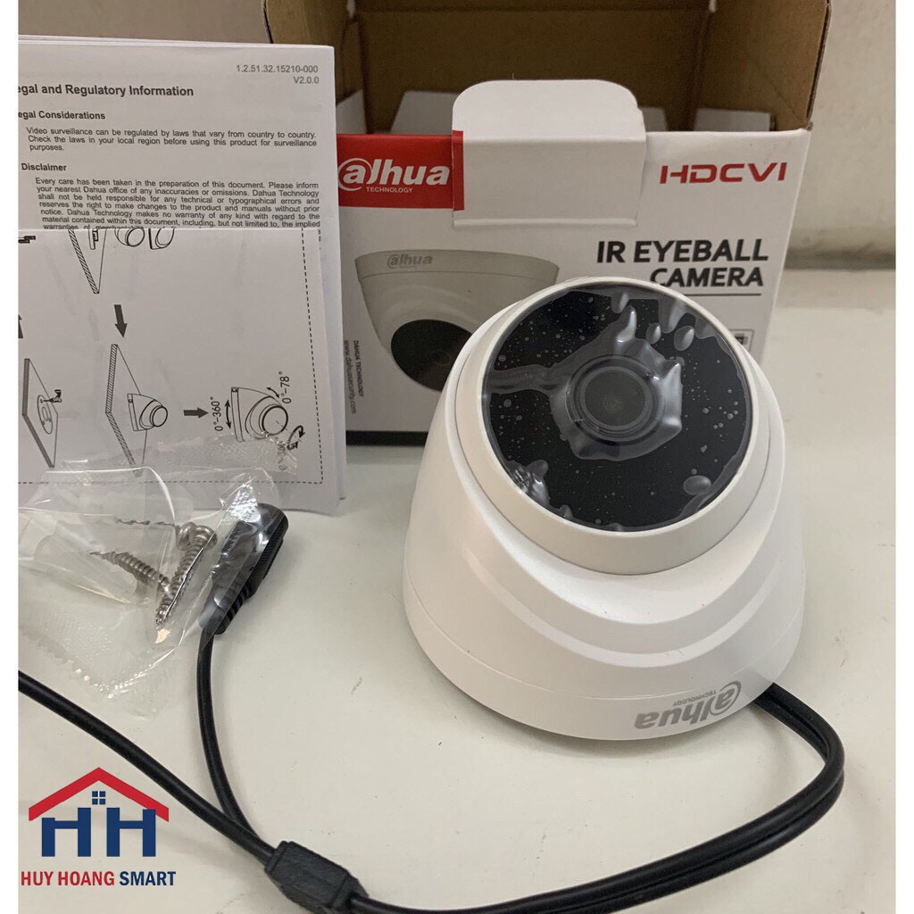 Camera DAHUA HDCVI 2 Megapixel, camera dome T1A21P, camera thân B1A21P hồng ngoại 20m, vỏ nhựa – Hàng chính hãng BH 24T