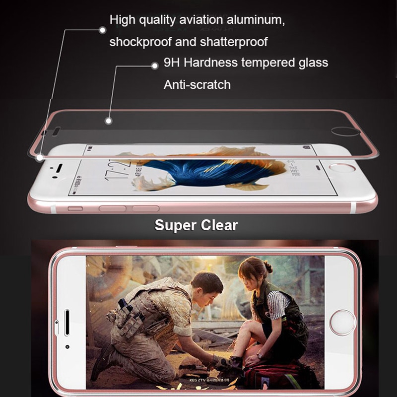 Kính Cường Lực 3D Viền Kim Loại Bảo Vệ Toàn Màn Hình Cho iPhone 11 Pro Max X XR 7 8 Plus