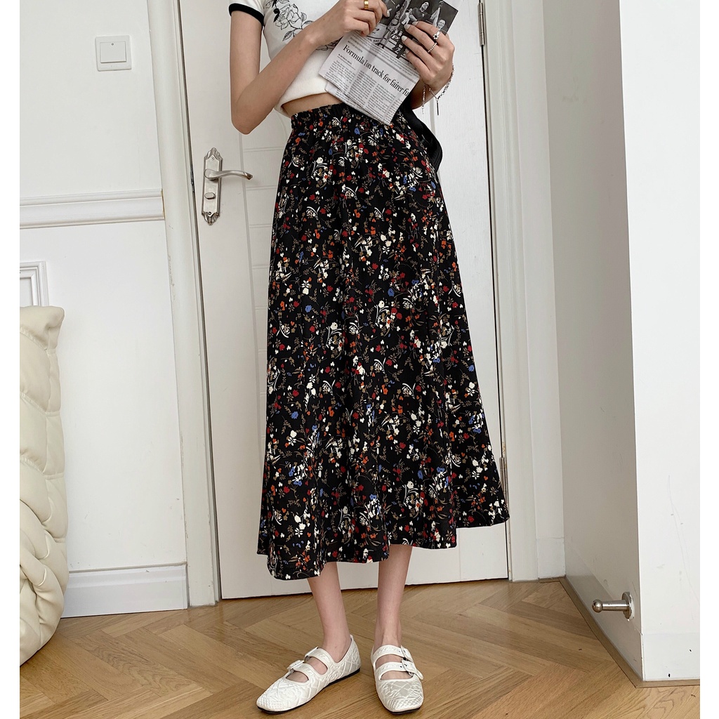 Chân váy hoa SUXI lưng cao thời trang dành cho nữ
