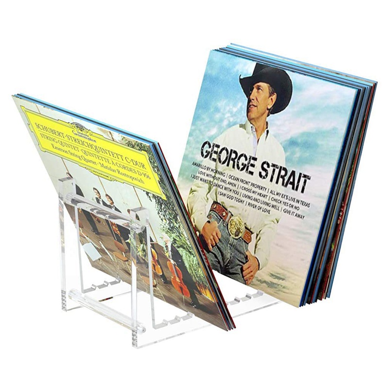 Giá Đỡ Đĩa Vinyl Trong Suốt Trưng Bày 50 LPs Để Bàn