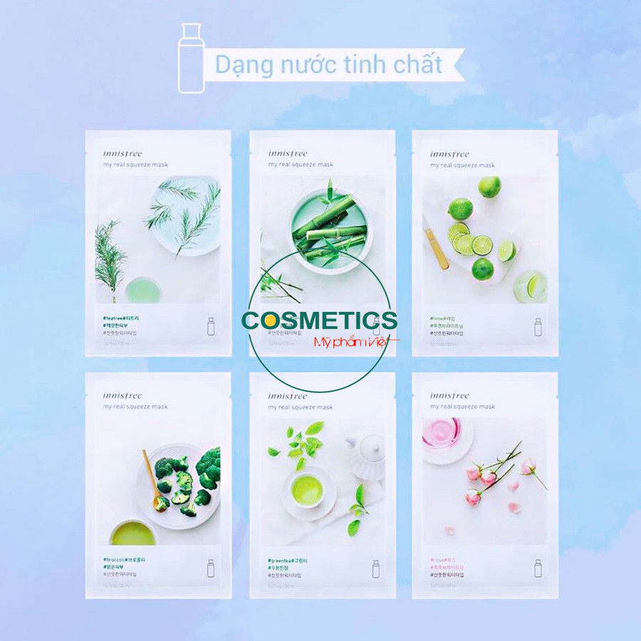Mặt nạ giấy dưỡng ẩm cho da mặt Innisfree My Real Squeeze Mask 18 vị | BigBuy360 - bigbuy360.vn