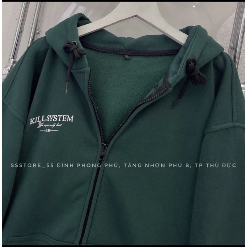 ÁO KHOÁC NỈ NGOẠI KILL SYMSTEM XANH LÁ SIÊU HOT