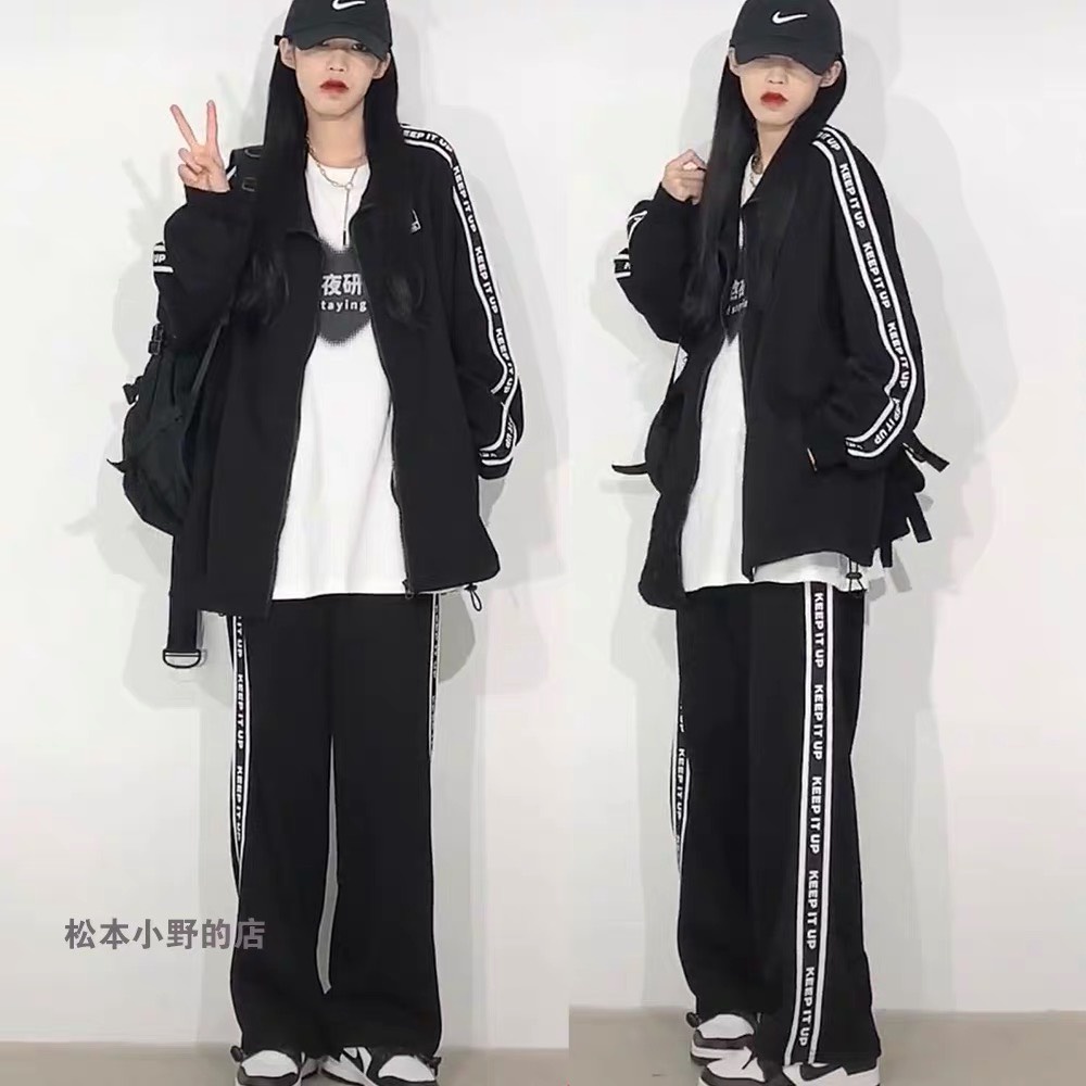 Bộ thể thao nỉ sọc chữ KA Closet chất nỉ bông dầy, chốt điều chỉnh, túi bổ cơi from 65kg, nam nữ mặc được