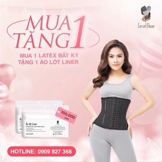 Đai Nịt Bụng Latex Corset Chuẩn Chính Hãng Hy Lạp (Màu Đen) -Tặng 1 áo liner trị giá 100k