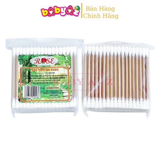 Tăm Bông Ngoái Tai Cây Gỗ Rose Túi 100c Cao Cấp Tăm Bông Trang Điểm Người Lớn