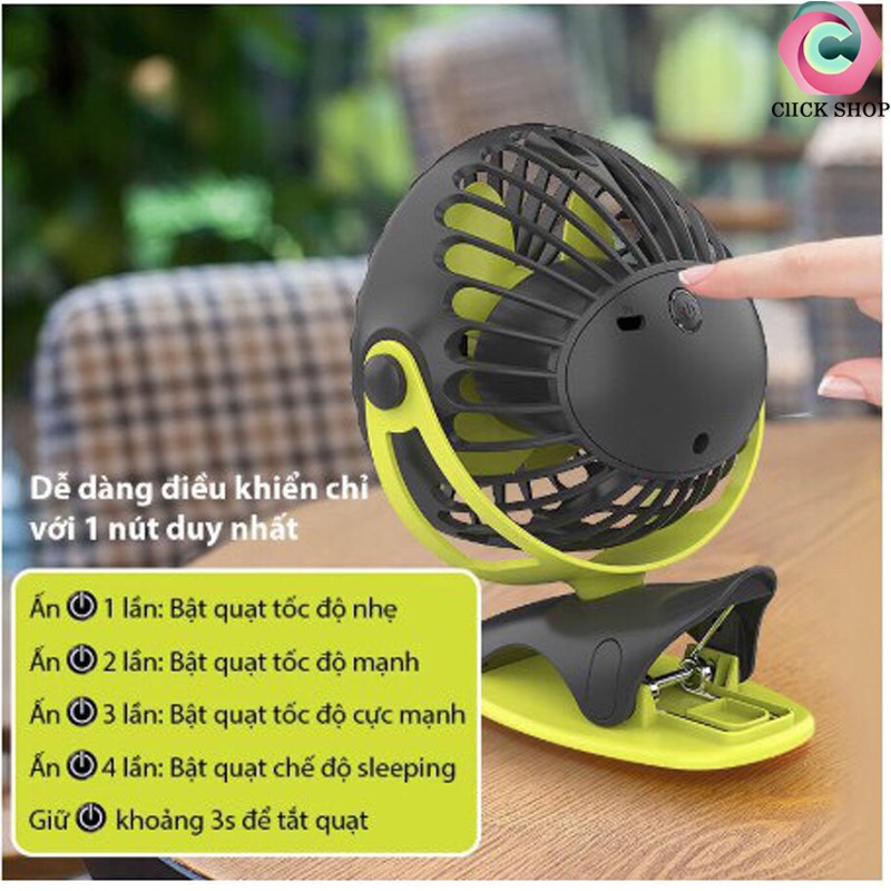 Yoobao f04 quạt kẹp bàn yoobao f04 pin 6400mAh - Quạt tích điện mini chân kẹp đa năng