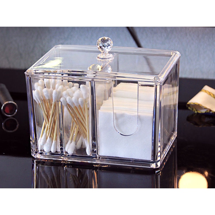 Hộp Đựng Tăm Bông Bằng Acrylic Trong Suốt Chống Bụi