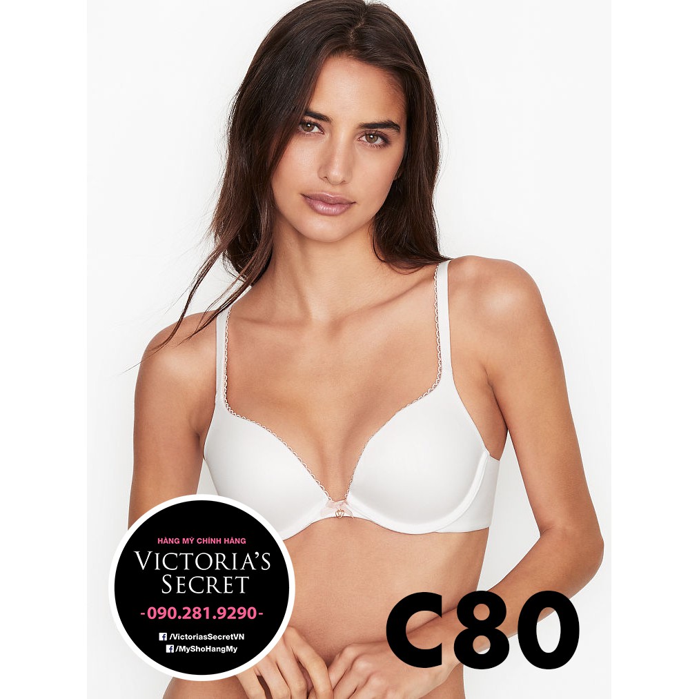 (Bill Mỹ) 36C, C80 - Áo lót trắng sexy (50), nâng nhẹ Body by Victoria, Plunge Push-up Smooth White - Victoria's Secret