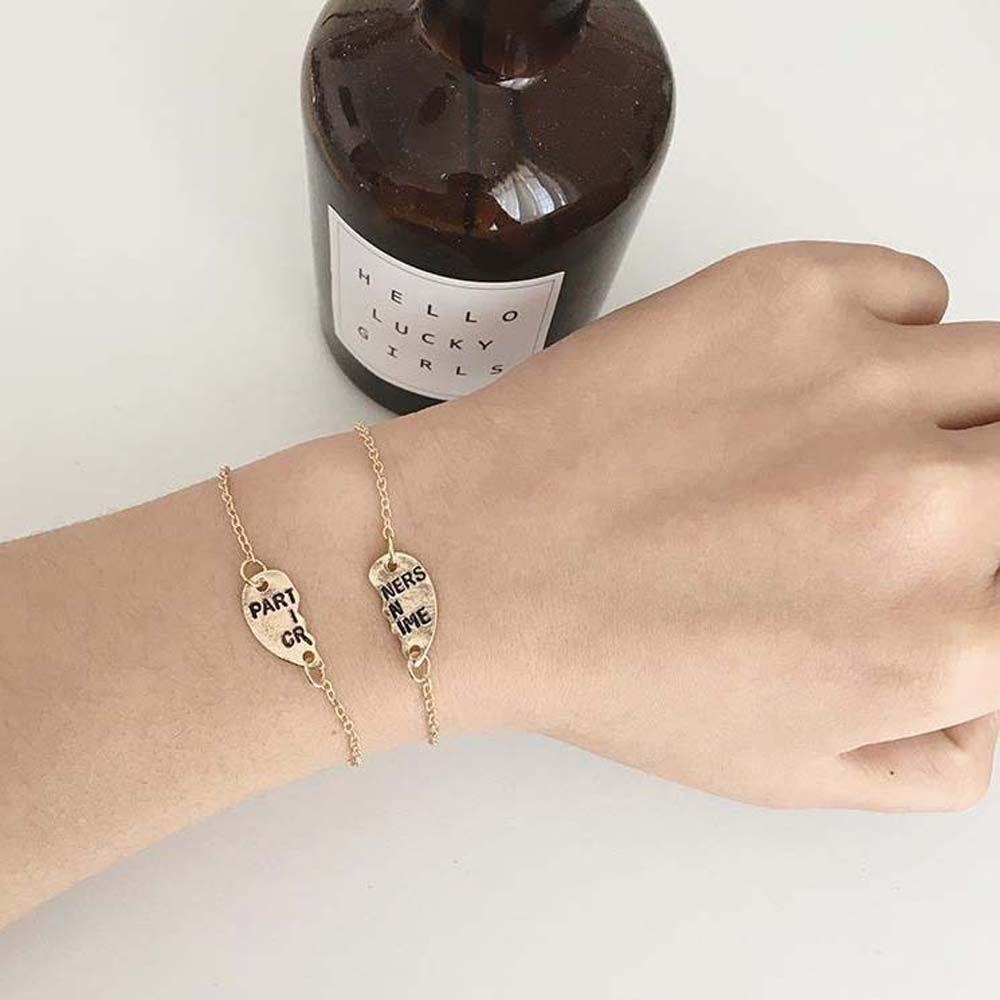 Vòng Tay Dây Xích Bằng Hợp Kim Mặt Trái Tim Khắc Chữ Best Friend Thời Trang