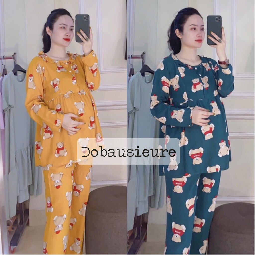 Bộ bầu và sau sinh chất lanh mềm mát có khoá cho con bú sau sinh dành cho mẹ từ 45 đến 70kg - 𝐁𝐃𝟏𝟏